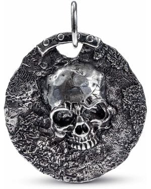 German Kabirski Aziel Pendant With Timeworn Skull Relief - Metallic