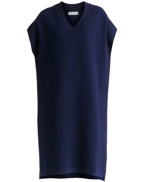 Paisie V-Neck Sleeveless Ribbed Jumper Dress - Blue