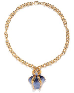 The Pink Reef Single Sculpted Iris Necklace - Metallic