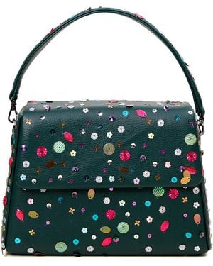 Simitri Sequined Bageecha Trapezee Evening Bag - Blue