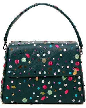 Simitri Sequined Bageecha Trapezee Evening Bag - Blue