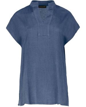 Conquista Denim Style Sleeveless Top - Blue