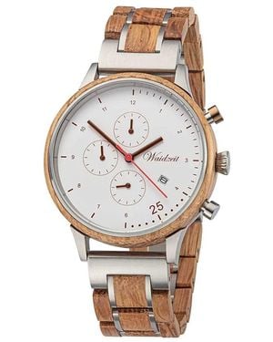 Waidzeit Chronograph Barista Bianco Watch With Wooden Strap - Metallic