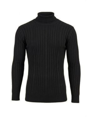 Ron Tomson Roll Neck Ribbed Jumper - Black