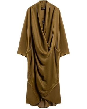 Nocturne Draped V-Neck Midi Dress - Green