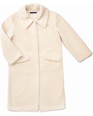 Circular Path Neutrals Fuzzy Long Coat - Natural