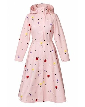 RainSisters Fitted & Flared Coat With A-Line Skirt - Pink
