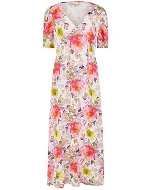 Yumi' Floral Midi Dress - Pink