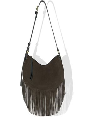 Kim Foley Suede Fringe Crossbody – Chocolate - Black