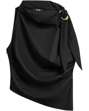 Nocturne Asymmetric Buckle-Detail Blouse - Black
