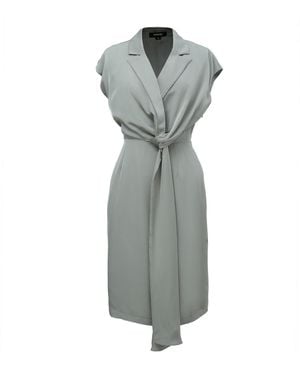 Smart and Joy Mat Satin Asymmetric Draped Panel Dress - Grey