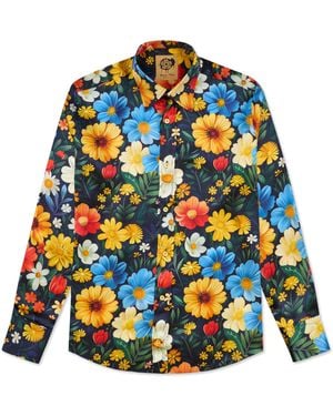 Gresham Blake Bright Flowers Silk Shirt - Grey