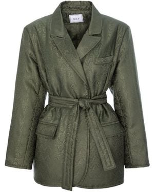 concept A trois Sculptural Heritage Blazer With Tonal Paisley Print - Green