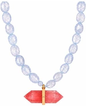 Ormiro Avalon Watermelon Quartz Beaded Necklace - Multicolour