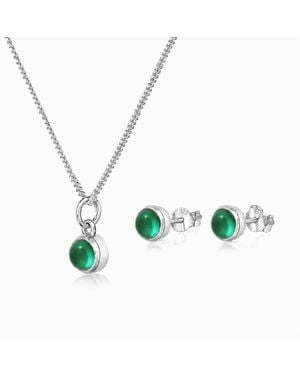 The Jewellery Store London May Birthstone Jewellery Set With Emerald - White
