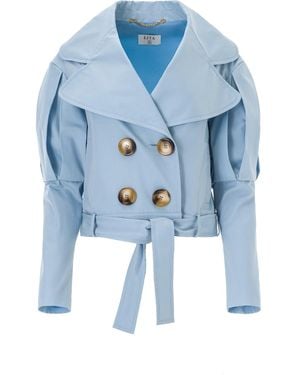 Lita Couture Statement Jacket With Oversized Lapels - Blue