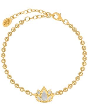 Karma and Luck Delicate Karma Lotus Mother Of Pearl Bracelet - Metallic