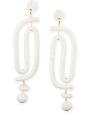 By Chavelli Labyrinth Dangly Statement Earrings - White