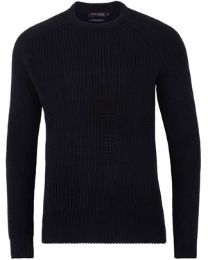 Paul James Knitwear Heavyweight Cotton Clark Fisherman Rib Knit Jumper - Blue