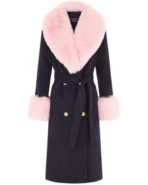 Hortons England Belgravia Coat With Faux Fur - Black