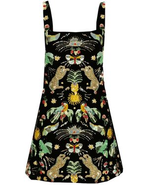 Oceanus Aurelia Embroidered Luxury Sequin Mini Dress - Green