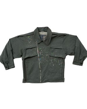 Zasta Studio Colour Palette Raw Denim Dark Multispots Jacket F Five - Green