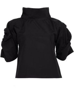 Bianca Popp Puff Blouse With Collar - Black