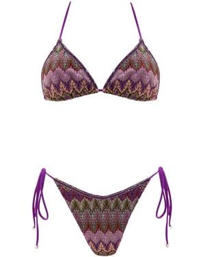 Aulala Paris Nocturnal Sky Triangle Broderie Bikini - Purple