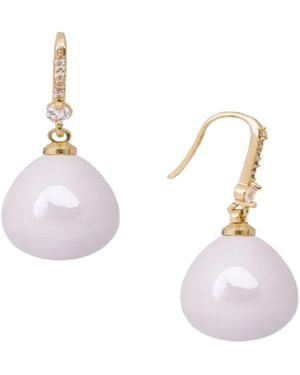 Saachi Coloured Pearl Dangle Ivory Earrings - Metallic