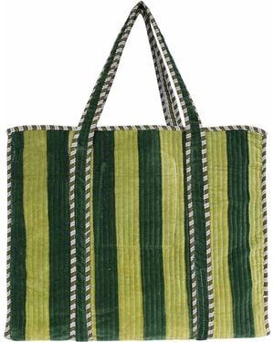 Conscious Yoga Collective The Striped Velvet Tote - Green