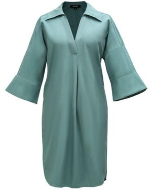 Smart and Joy Cotton Minimalist Shirt Dress - Blue