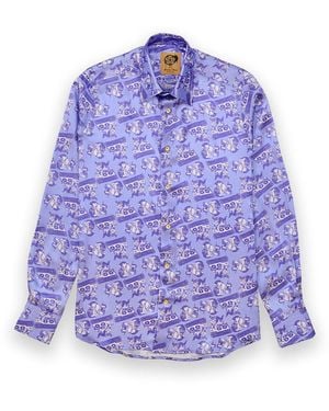 Gresham Blake Scratchin' Cats Silk Shirt - Purple