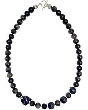 Farra Obsidian With Lava Stone Necklace - Black