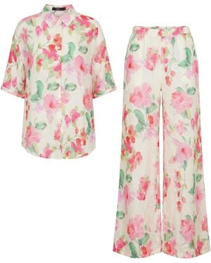 Cy Boutique Multi Floral Print Cotton Blend Co-Ords Suits - Pink