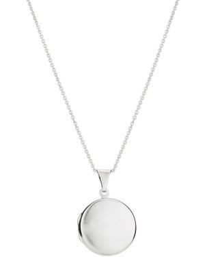 Posh Totty Designs Sterling Silver Small Round Locket Necklace - Metallic