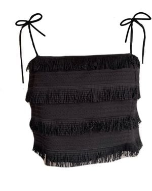Mirimalist Fringe Slip Top - Black