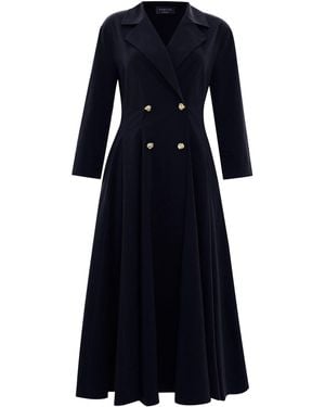 Exquise Regular Jacket Collar Pocketed Estelle Dress - Black