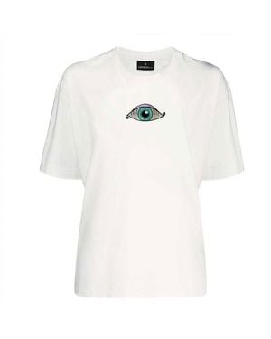 LOVEIST STORE Circus Embroidered Evil Eye Cotton T-Shirt - White