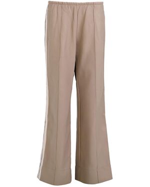 Moov Neutrals Perfect Suit Pants — Straight-Leg Vegan Leather With Side Stripes - Brown