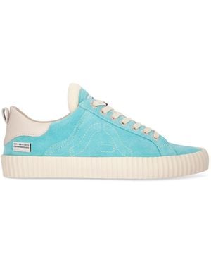 Springa | Unique Vulcanized Sneakers Italian Handmade Wavy Suede Trainers - Blue