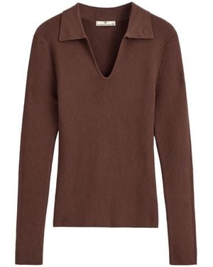 Victoria Paulsen Samantha Long Sleeve Knit Polo - Brown