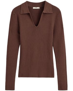 Victoria Paulsen Samantha Long Sleeve Knit Polo - Brown