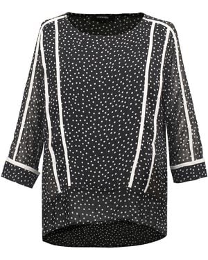 Smart and Joy Polka Dots Trim Chiffon Blouse - Black