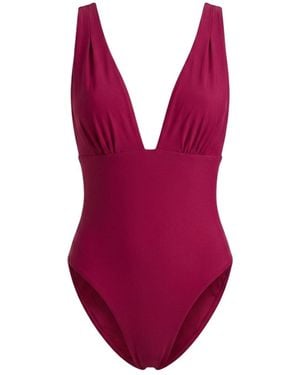 Veroni Swim Roxanne Deep Plunge One Piece - Red