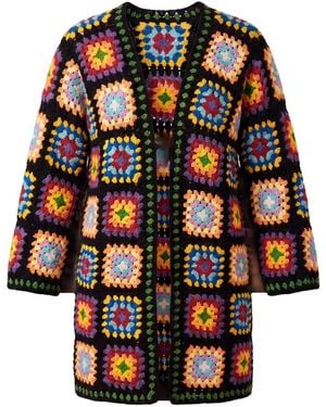 Ana Chic Ground Handmade Crochet Longline Cardigan - Black