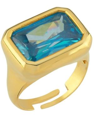 LINYA JEWELLERY Nova Large Crystal Stone Ring - Blue