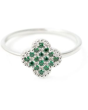 Belinda Jewelz Clover Pave Ring - Green