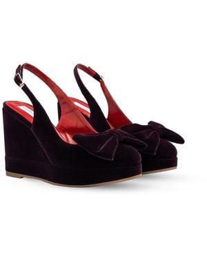 Rosamund Muir London Toscana Dark Velvet Wedges - Red