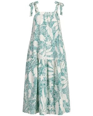 Oh!Zuza Neutrals Echo Viscose Maxi Dress Tie Shoulder & Belt - Blue