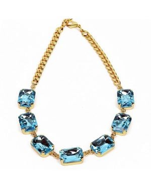 Addicted Pax Plated Necklace With Light Crystals - Blue